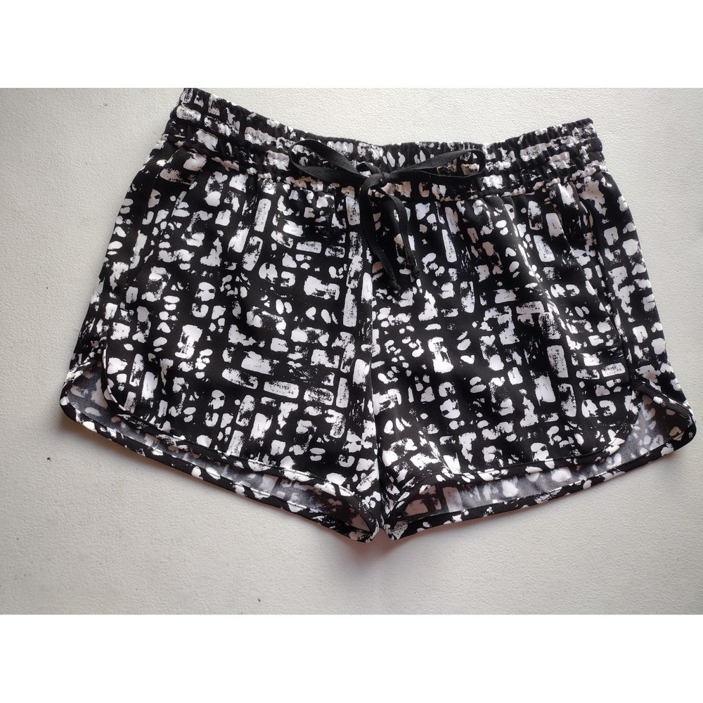 Banana Republic Black White Abstract Print Athletic Shorts XS Elastic Waist